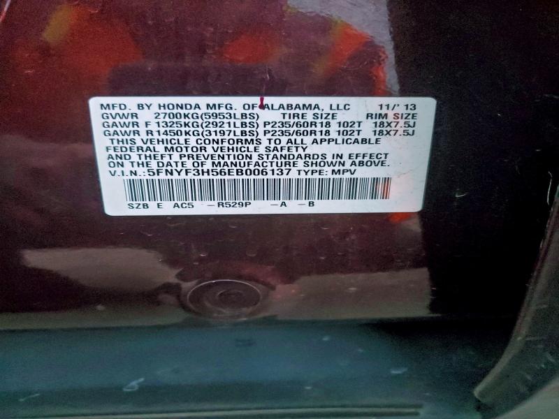 2014 HONDA PILOT EXL #3303718422