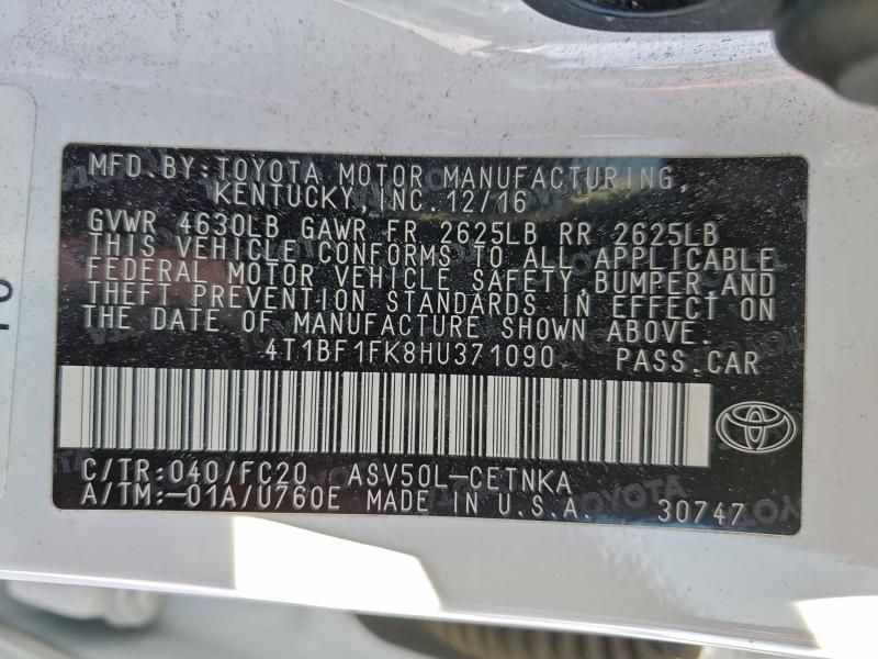 2017 TOYOTA CAMRY LE #3309800338