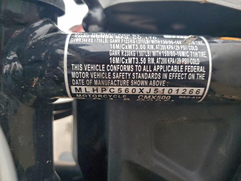 2018 HONDA CMX500 #3308316160