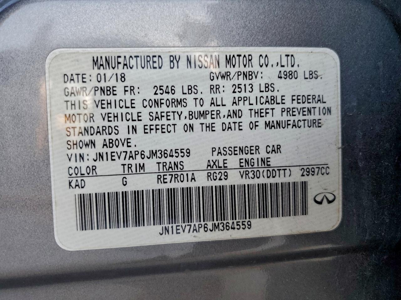 Lot #3310352973 2018 INFINITI Q50 LUXE