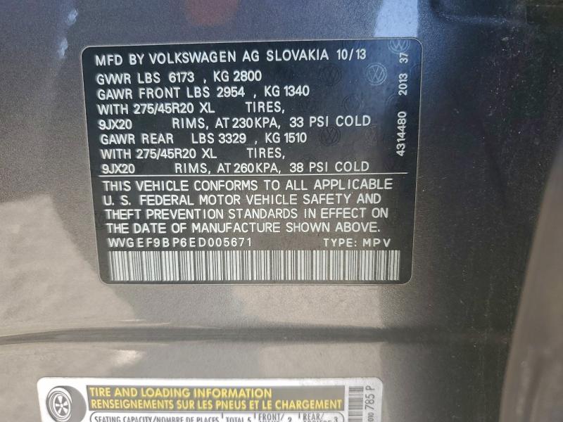 2014 VOLKSWAGEN TOUAREG V6 #3315974093