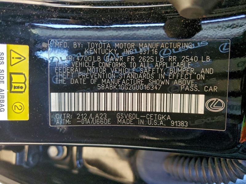 2016 LEXUS ES 350 #3312585198