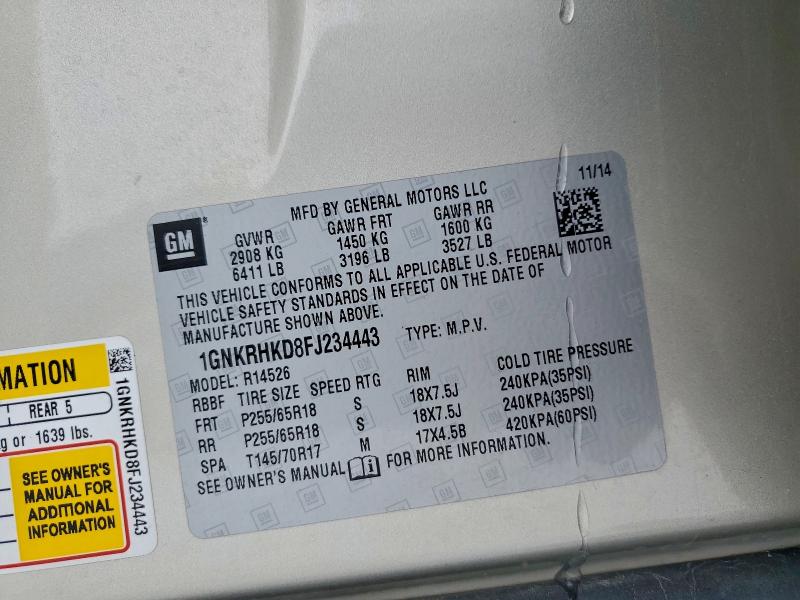 2015 CHEVROLET TRAVERSE L #3310138365