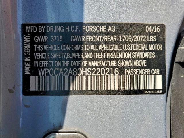 2017 PORSCHE BOXSTER #3304145485