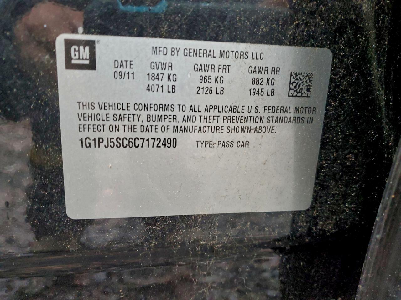 Lot #3319220741 2012 CHEVROLET CRUZE ECO