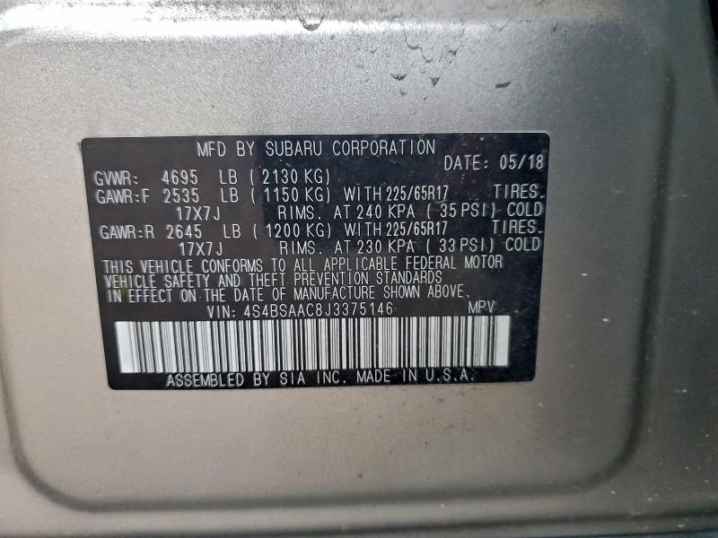 2018 SUBARU OUTBACK 2. #3305609770