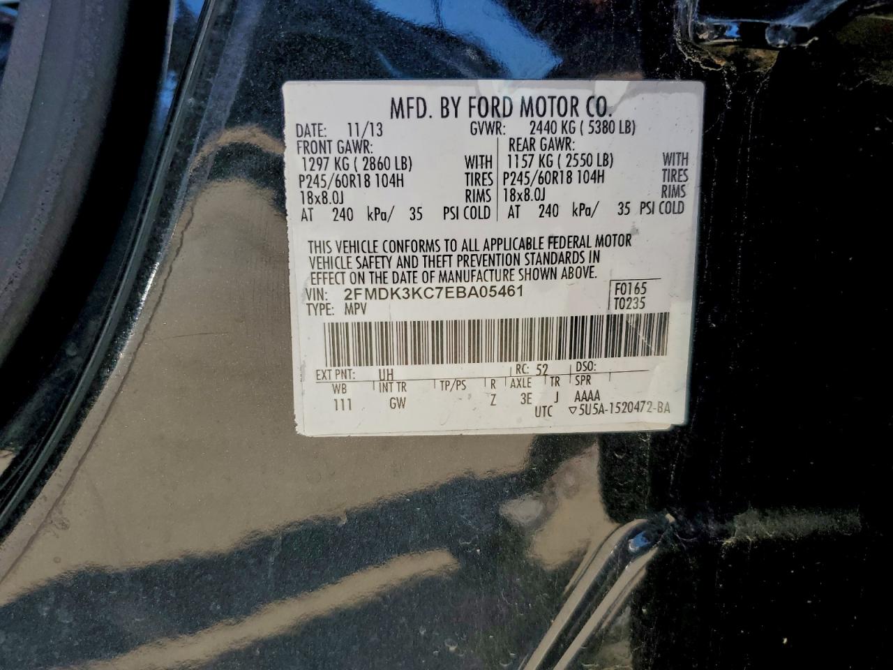 Lot #3302741026 2014 FORD EDGE LIMIT