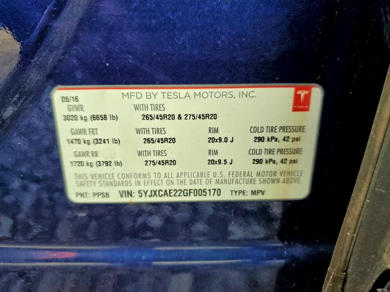 2016 TESLA MODEL X #3302667033