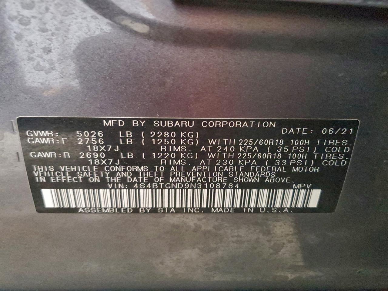 SUBARU OUTBACK LIMITED XT