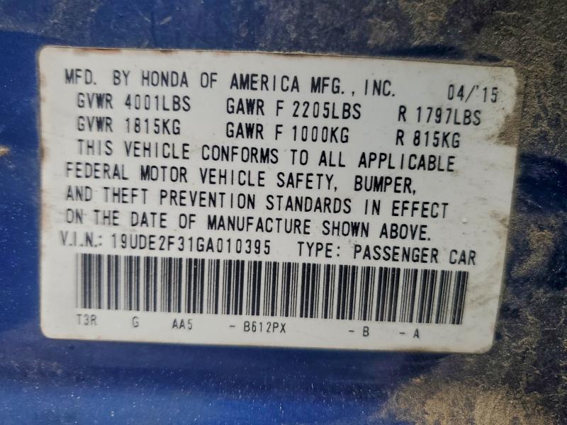 2016 ACURA ILX BASE W #3310427983