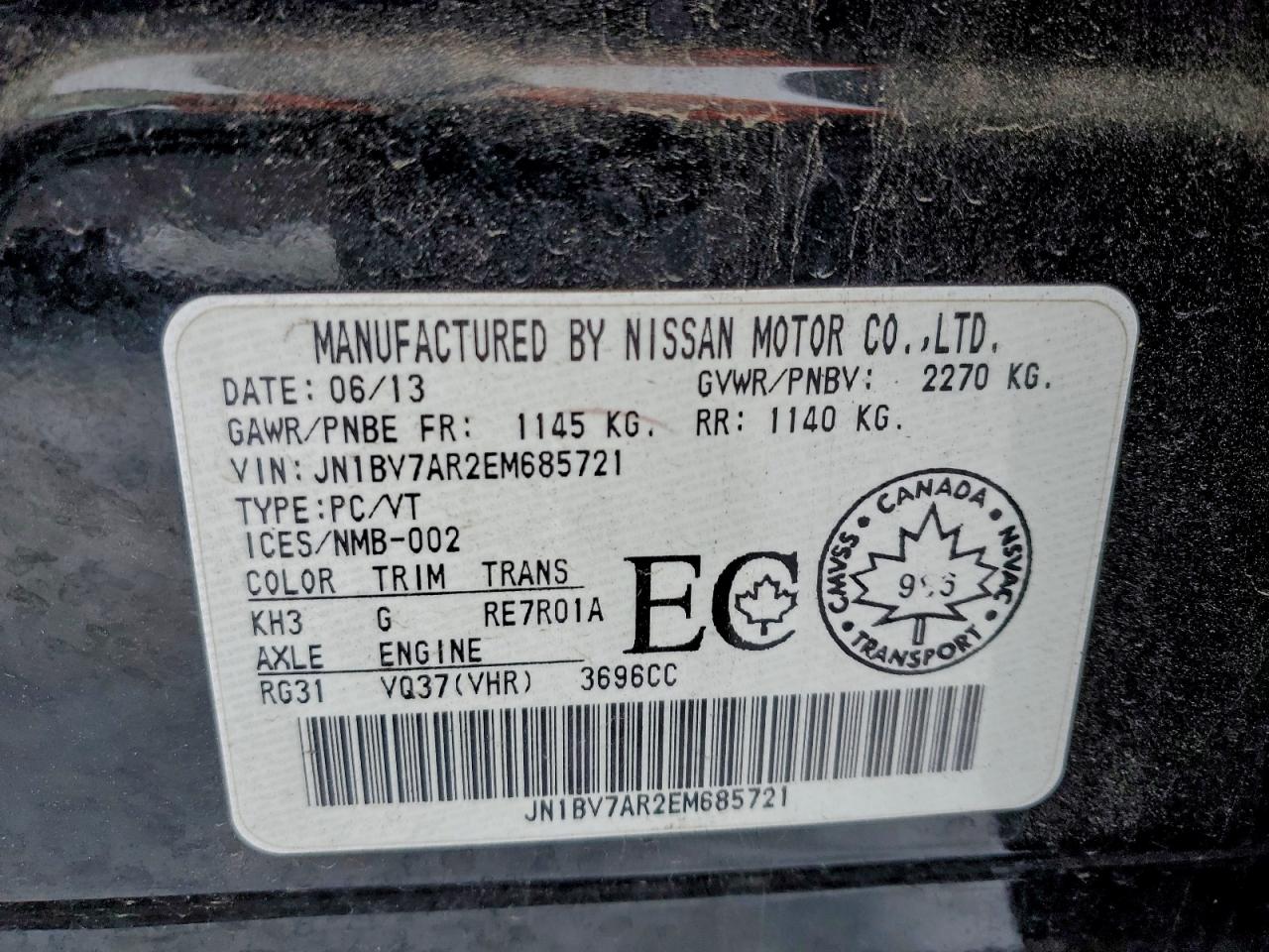 Lot #3305395325 2014 INFINITI Q50 BASE