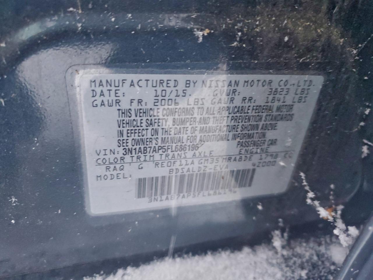 Lot #3305411300 2015 NISSAN SENTRA