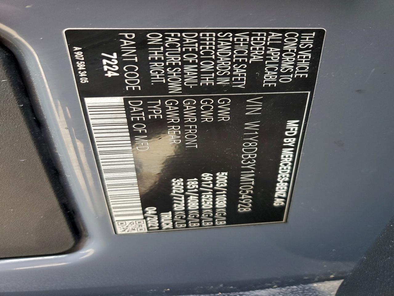 Lot #3316837695 2021 MERCEDES-BENZ SPRINTER 3