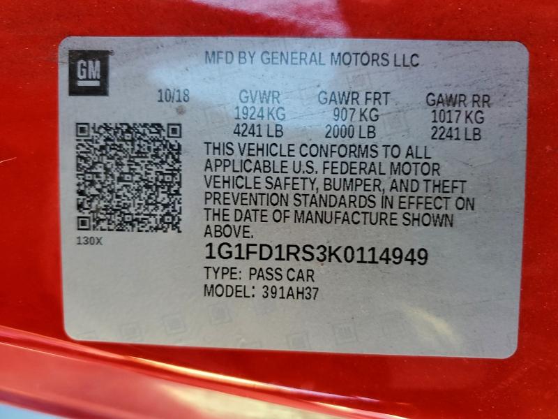 2019 CHEVROLET CAMARO LT #3318096394