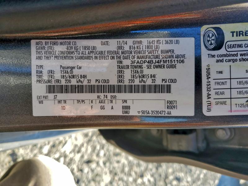 2015 FORD FIESTA SE #3302704005