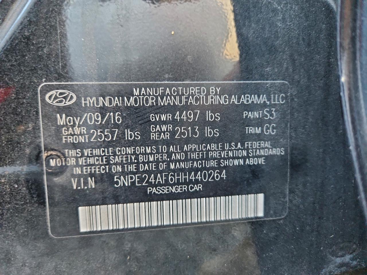 Lot #3308381323 2017 HYUNDAI SONATA SE