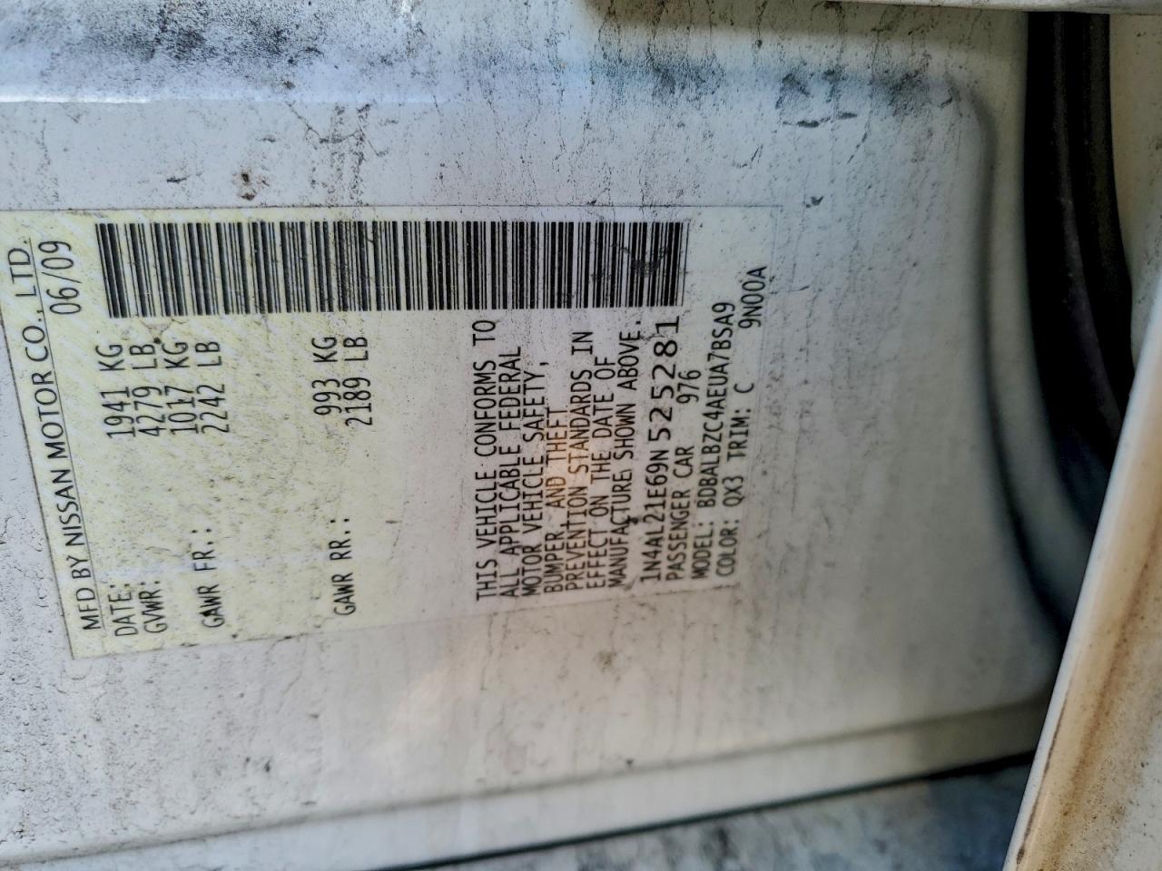 Lot #3312396123 2009 NISSAN ALTIMA 2.5