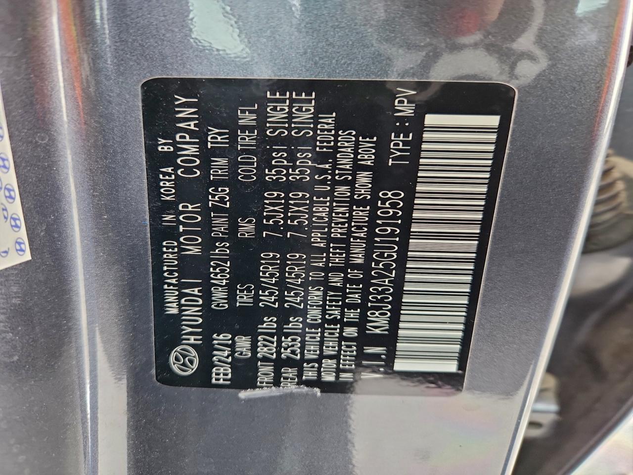 Lot #3311681258 2016 HYUNDAI TUCSON LIM