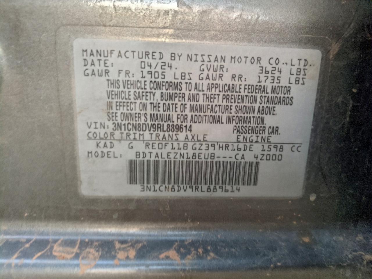 Lot #3316758417 2024 NISSAN VERSA S