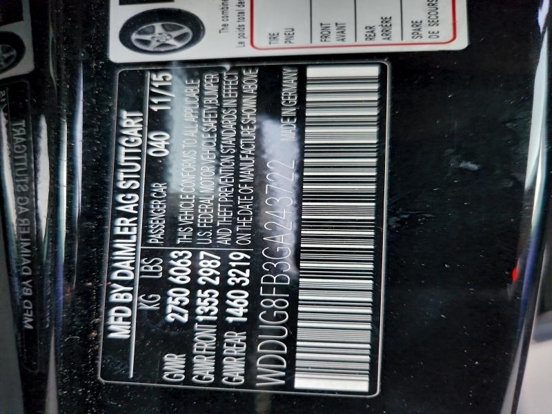 2016 MERCEDES-BENZ S 550 4MAT #3312573206