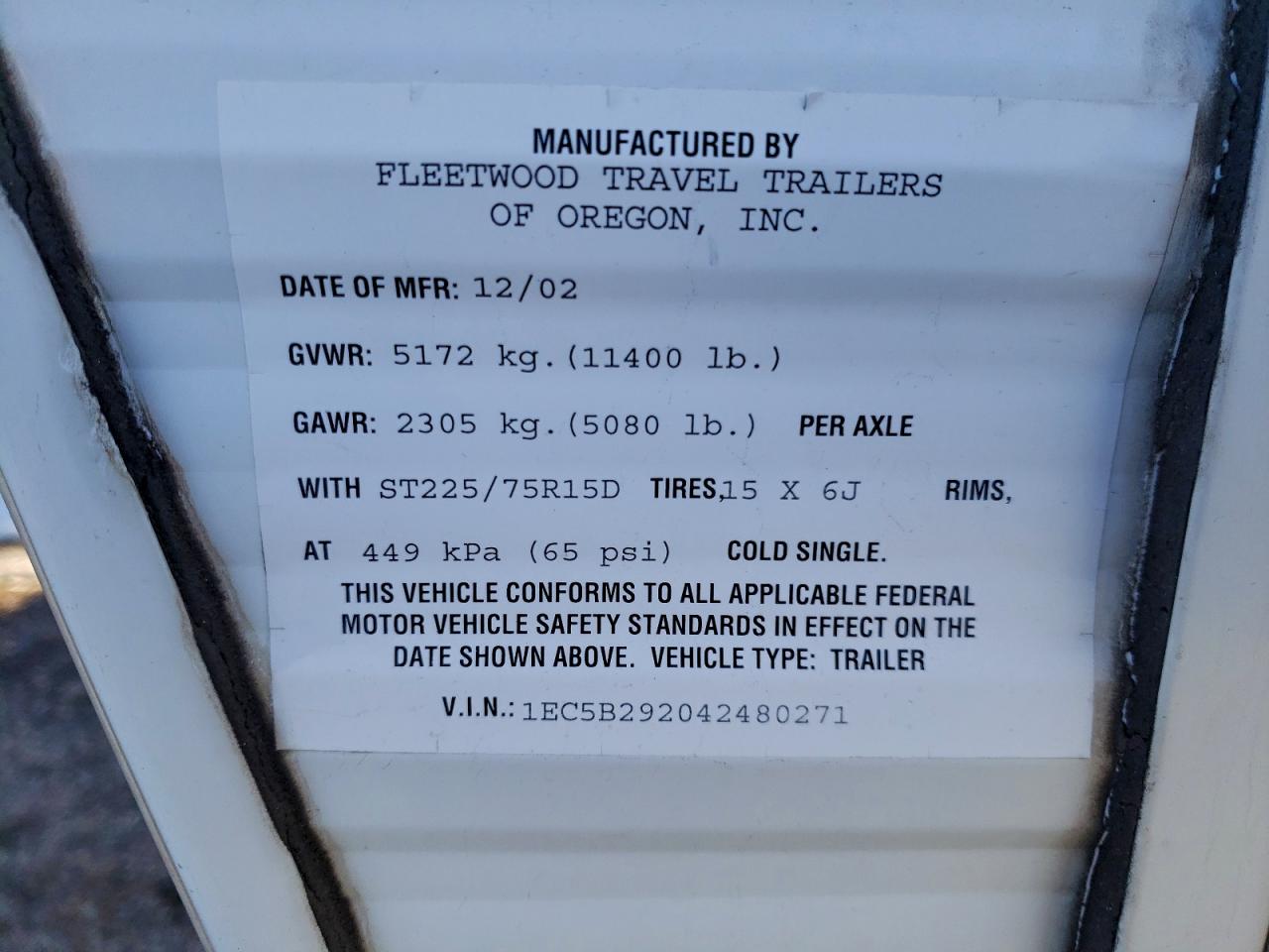 Lot #3309260619 2004 FLEETWOOD PROWLER