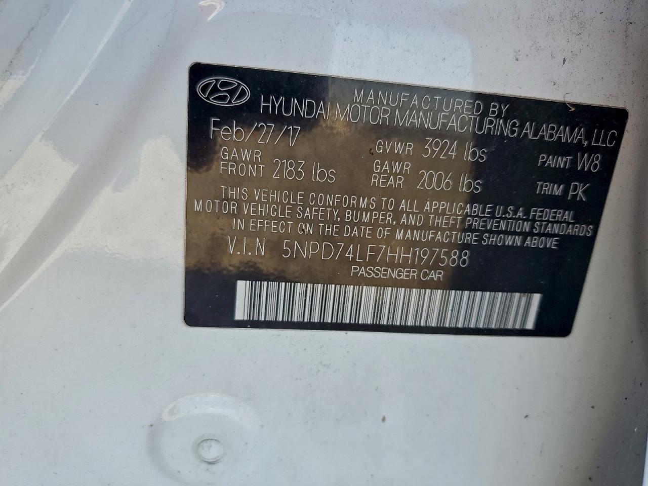 Lot #3305422465 2017 HYUNDAI ELANTRA SE