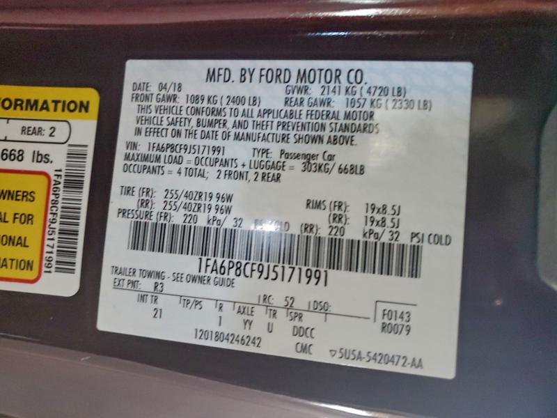 2018 FORD MUSTANG GT #3305640726