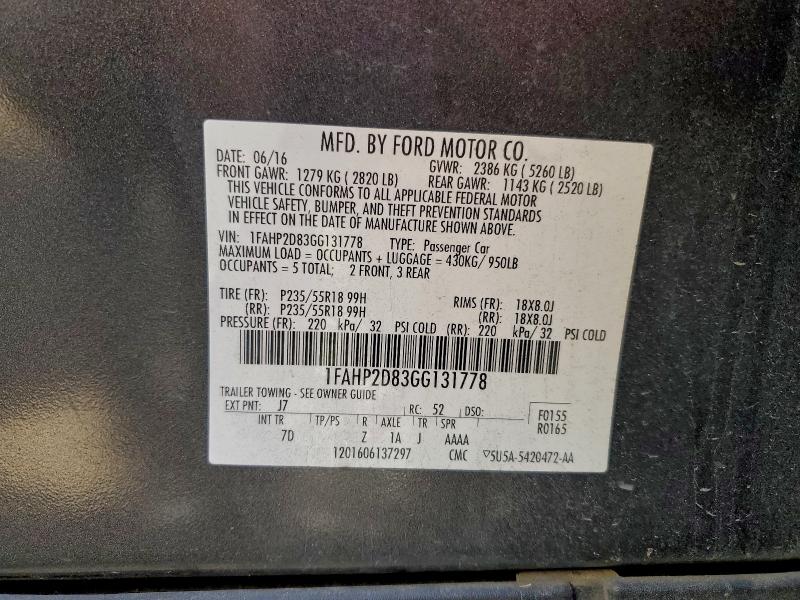 2016 FORD TAURUS SE #3310608288