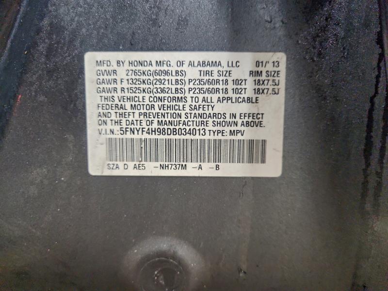 2013 HONDA PILOT TOUR #3311473282