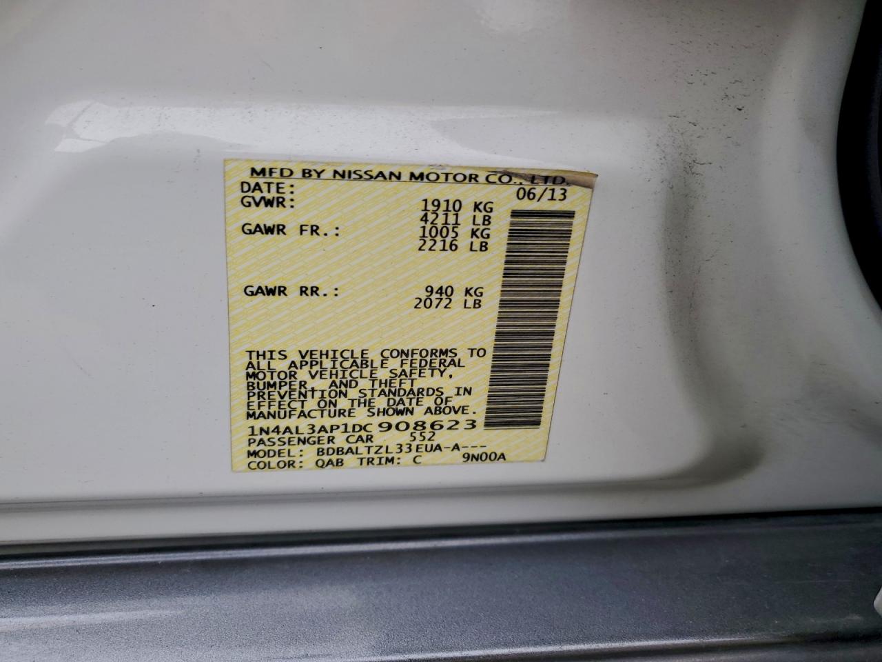 Lot #3311455242 2013 NISSAN ALTIMA 2.5