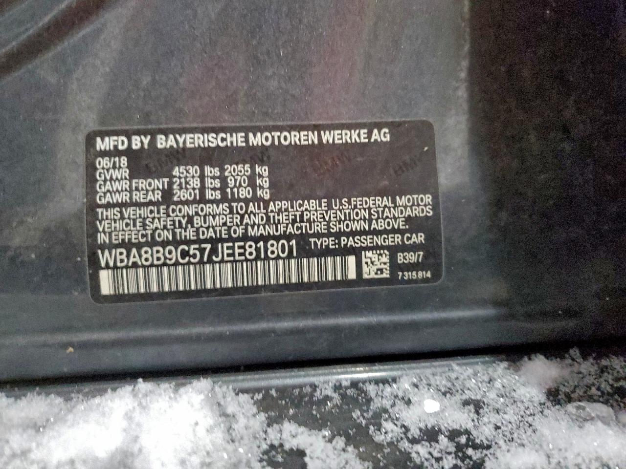 Lot #3309243635 2018 BMW 330 I