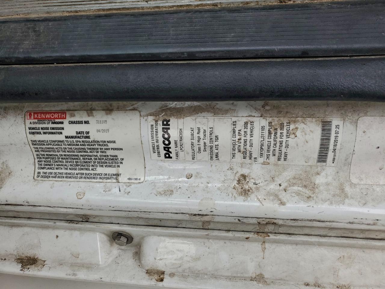 Lot #3311656231 2020 KENWORTH CONSTRUCTI