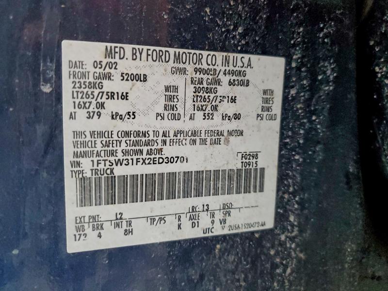 2002 FORD F350 SRW S #3304793314