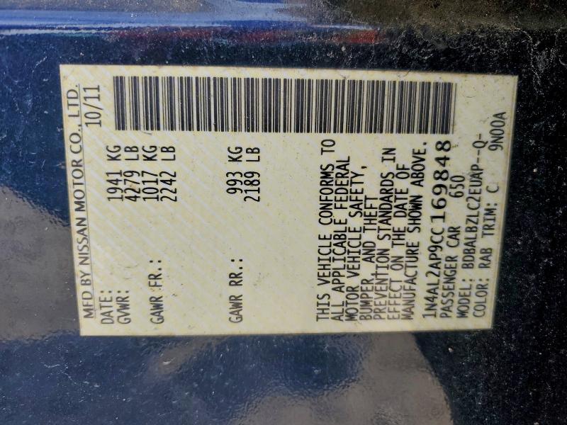 2012 NISSAN ALTIMA BAS #3312273769