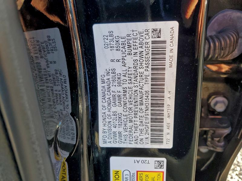 2022 HONDA CIVIC TOUR #3310333013