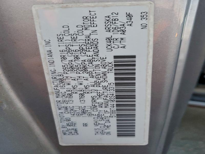 2003 TOYOTA TUNDRA ACC #3304626444