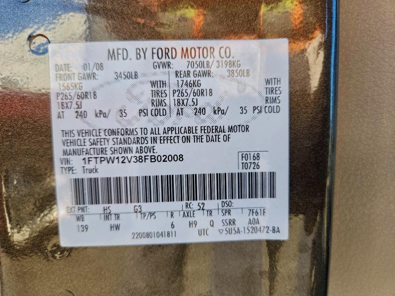 2008 FORD F150 SUPER #3315801361