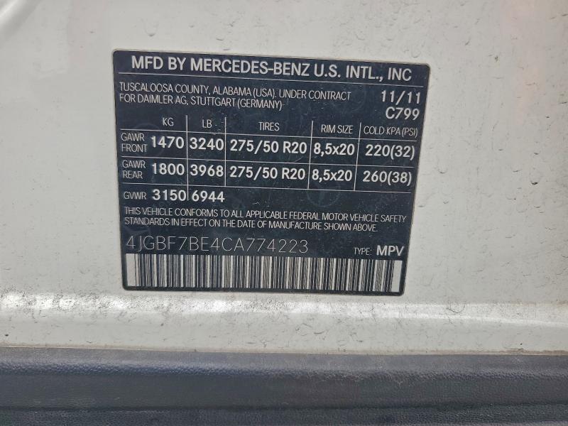 2012 MERCEDES-BENZ GL 450 4MA #3310301085