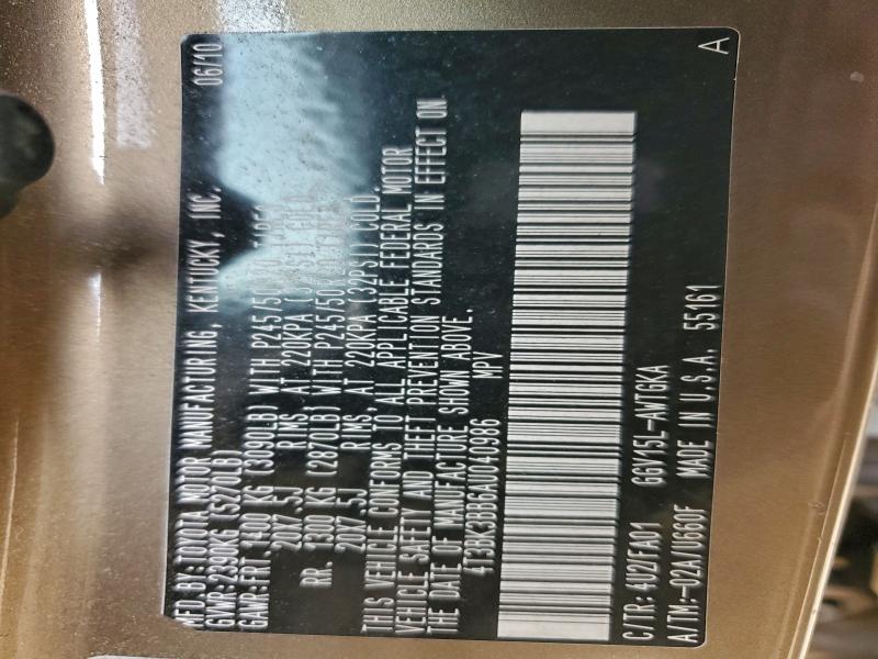 2010 TOYOTA VENZA #3315947139