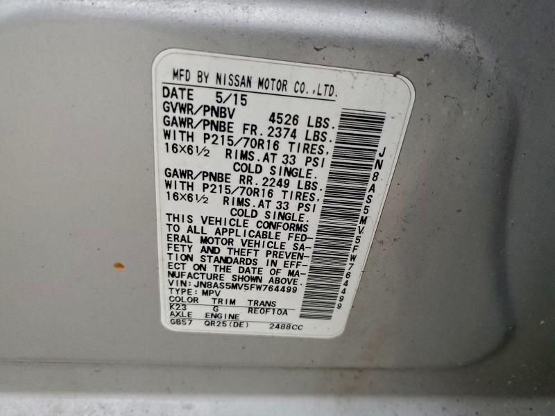 2015 NISSAN ROGUE SELE #3302796925