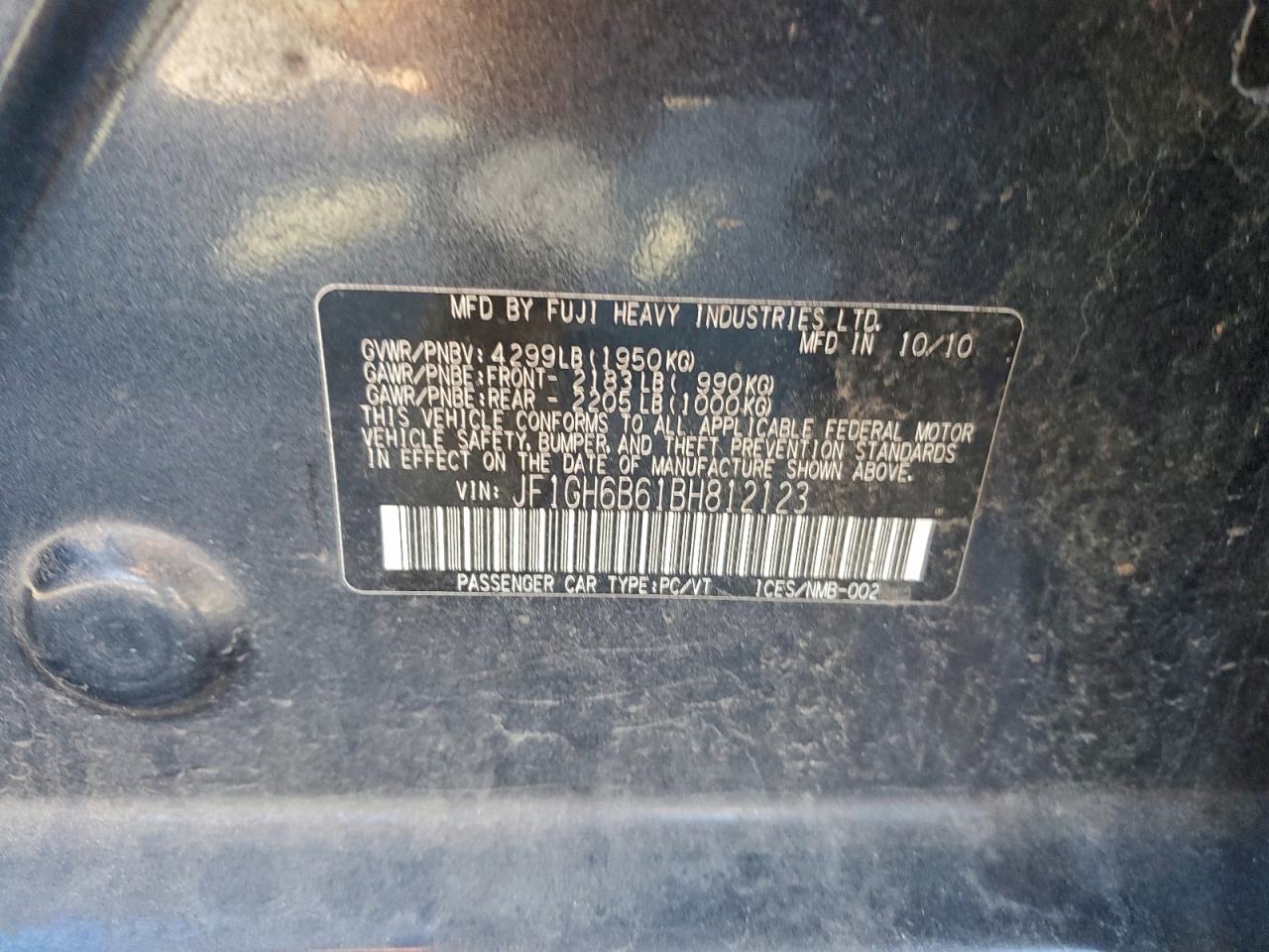 Lot #3312701172 2011 SUBARU IMPREZA 2.