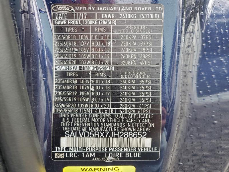 2018 LAND ROVER RANGE ROVE #3317710093