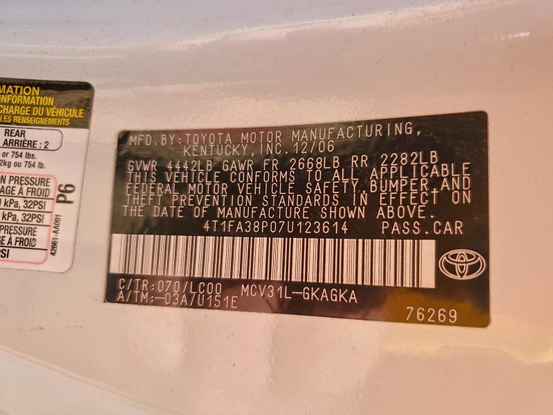 2007 TOYOTA CAMRY SOLA #3310414025