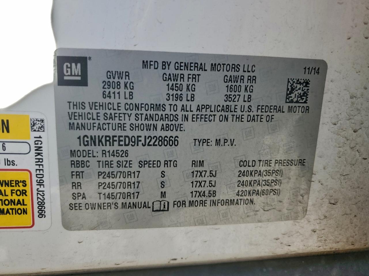 Lot #3308598506 2015 CHEVROLET TRAVERSE L