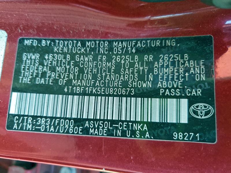 2014 TOYOTA CAMRY L #3310446357