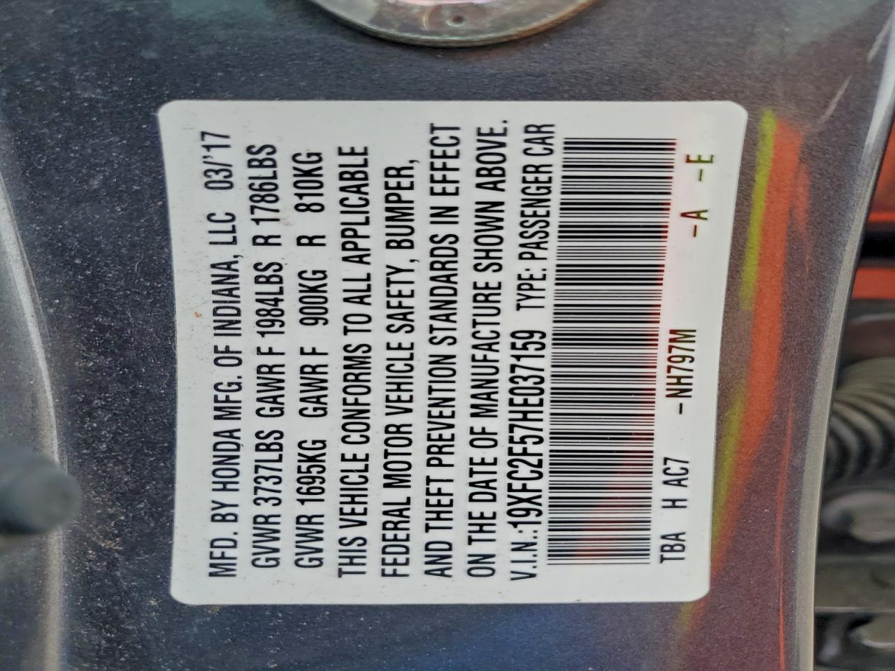 Lot #3311725232 2017 HONDA CIVIC LX