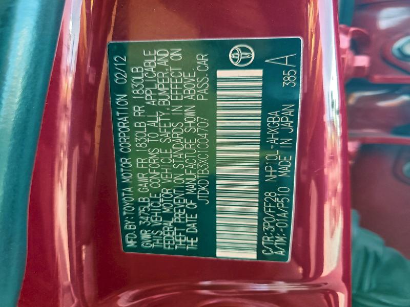 2012 TOYOTA PRIUS C #3316076268