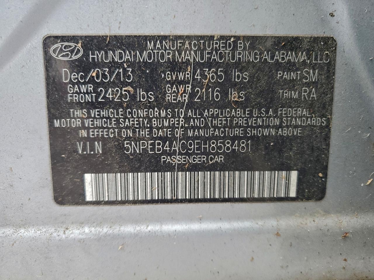 Lot #3311703230 2014 HYUNDAI SONATA GLS