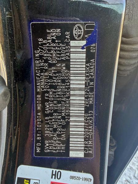 2019 TOYOTA COROLLA L #3315907115