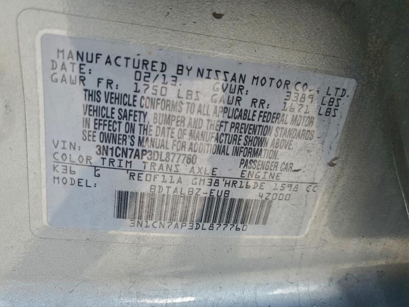 2013 NISSAN VERSA S #3302796899